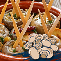 Mushrooms with Garlic Shrimp Champiñones el Pilar Miró con camarones al ajillo